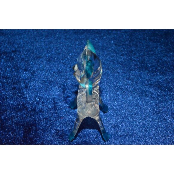 Vintage Plastic Cat Figure Miniature Lucite Clear Blue Acrylic Trinket Hong Kong - Picture 4 of 10